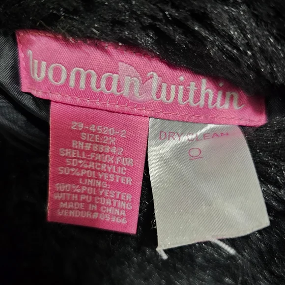 Woman Within Black Faux Fur Reversible Coat - Picture 5 of 5